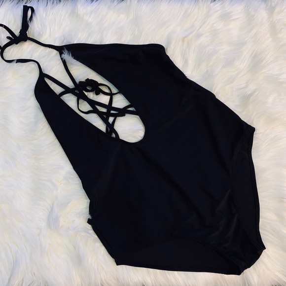 Sexy Black Strappy One Piece Swimsuit - Picture 1 of 5